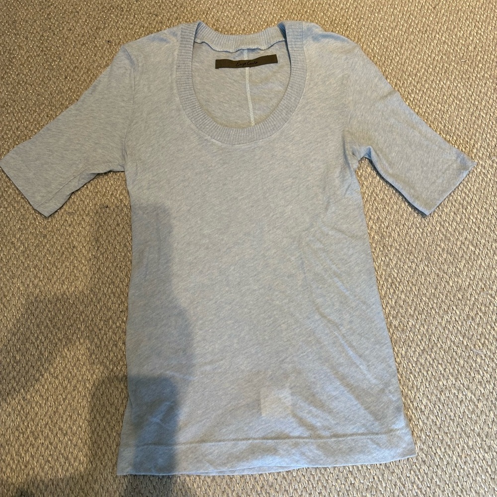 Enza Costa Scoop Neck T in pale blue